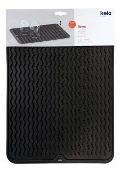 Afdruipmat Kela Rena Siliconen Zwart 40 x 30 cm