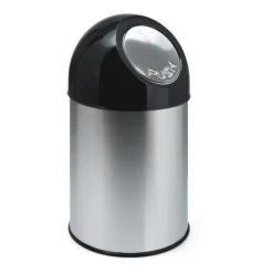 Afvalbak Met Pushdeksel En Binnenemmer Zilver RVS 30L