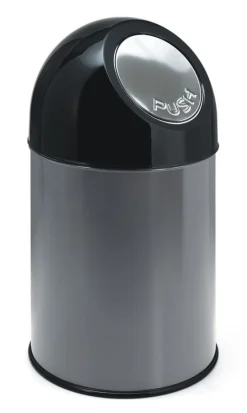 Afvalbak Met Pushdeksel En Binnenemmer Metallic Zilver 30L
