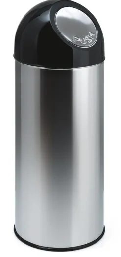 Afvalbak Met Pushdeksel En Binnenemmer Zilver RVS 55L