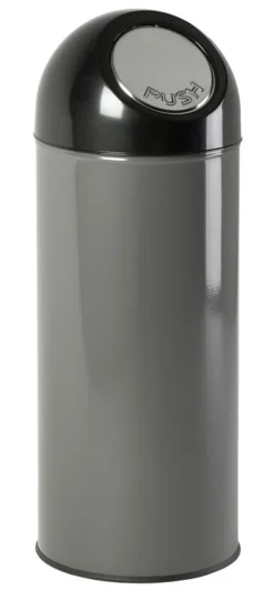 Huismerk Afvalbak Met Pushdeksel En Binnenemmer Metallic Zilver 55L