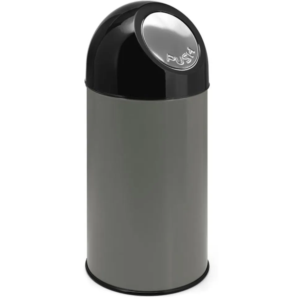 Afvalbak Met Pushdeksel Metallic Zilver 40L