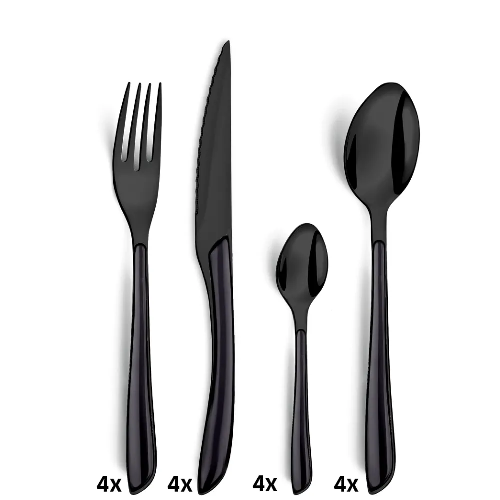 Amefa Bestekset Lumino Black / Black Handle (16-delig) Hot