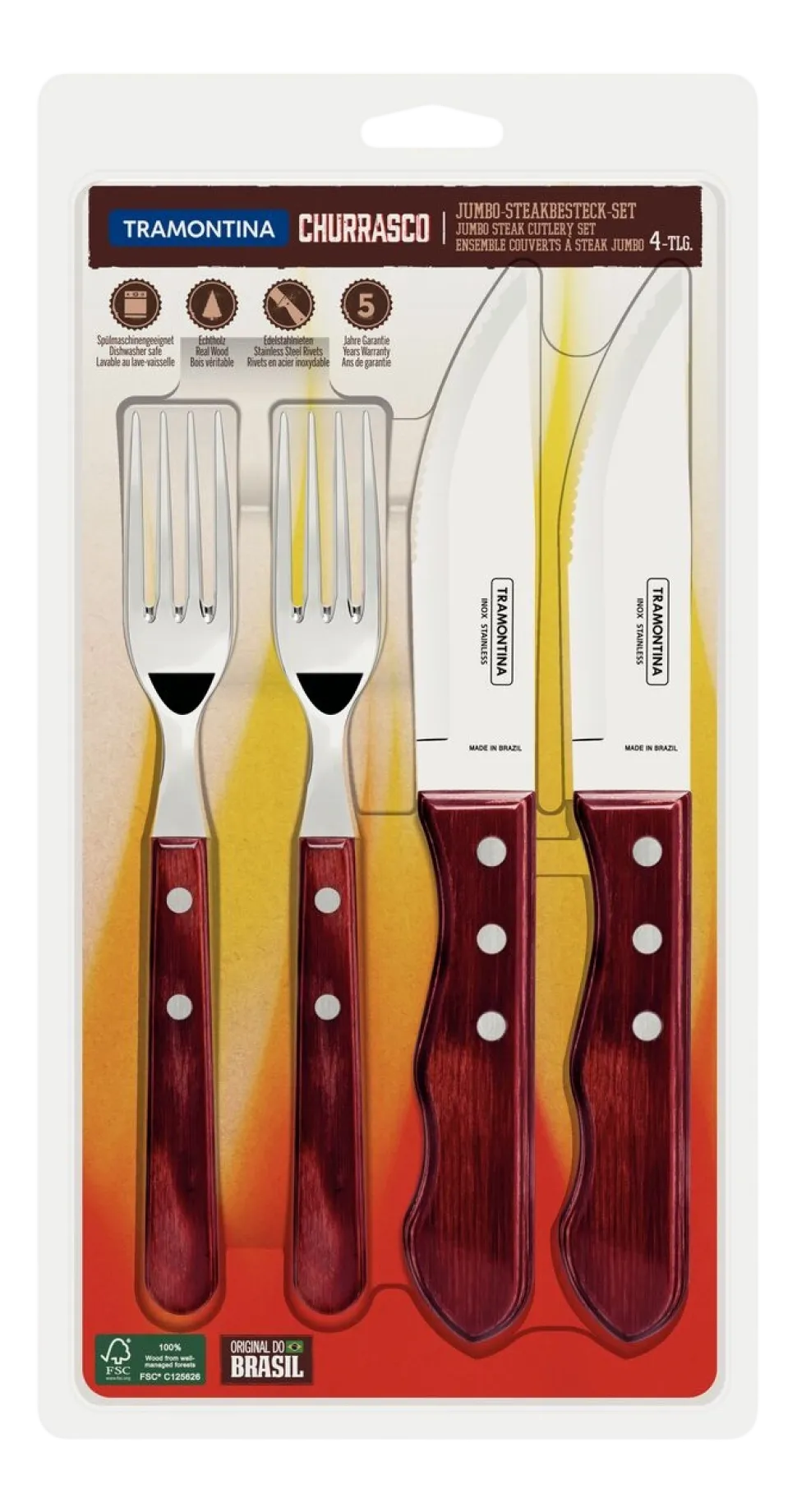 Bestekset Tramontina Jumbo Rood (4-Delig)