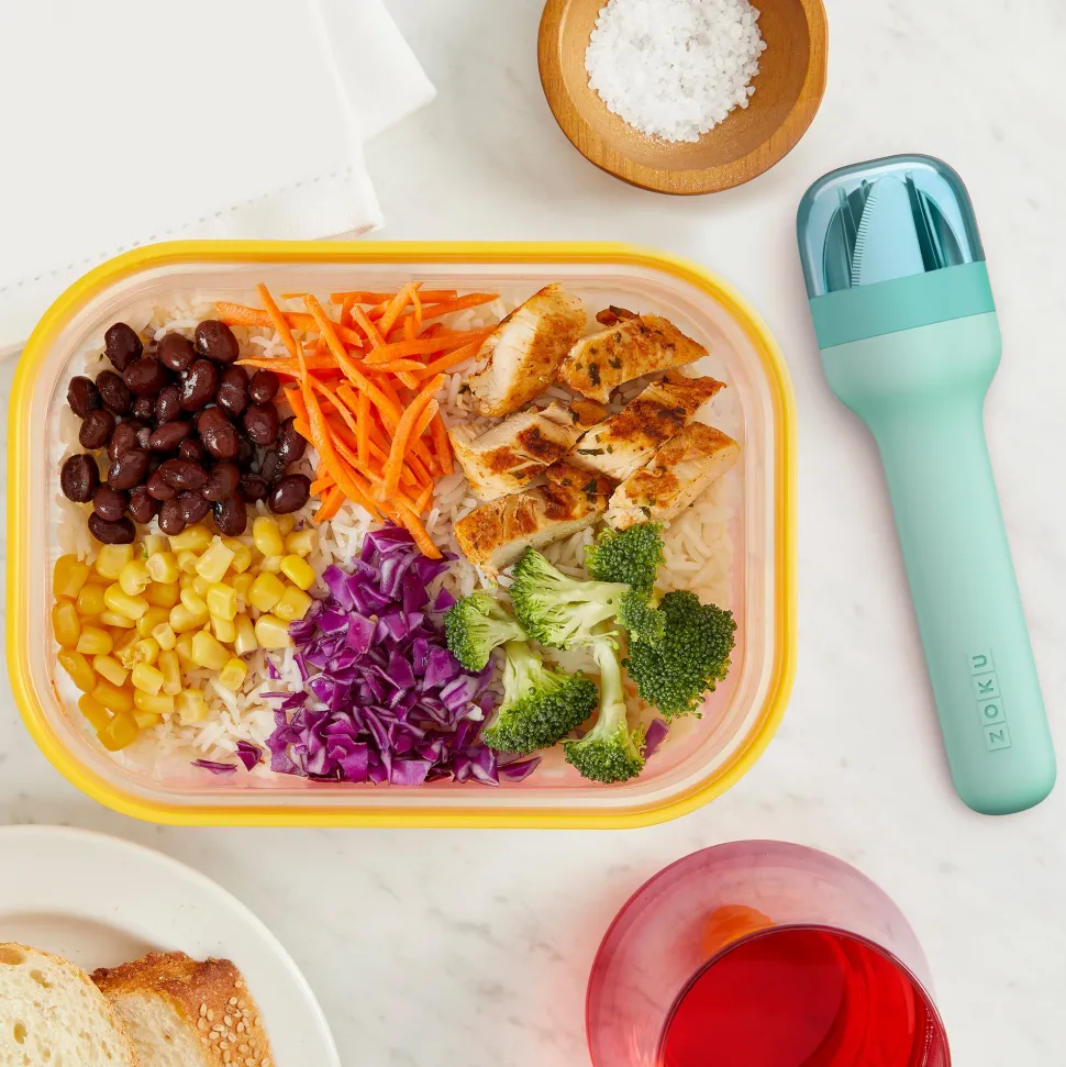 Bestekset ZOKU in Houder Teal (3-delig)