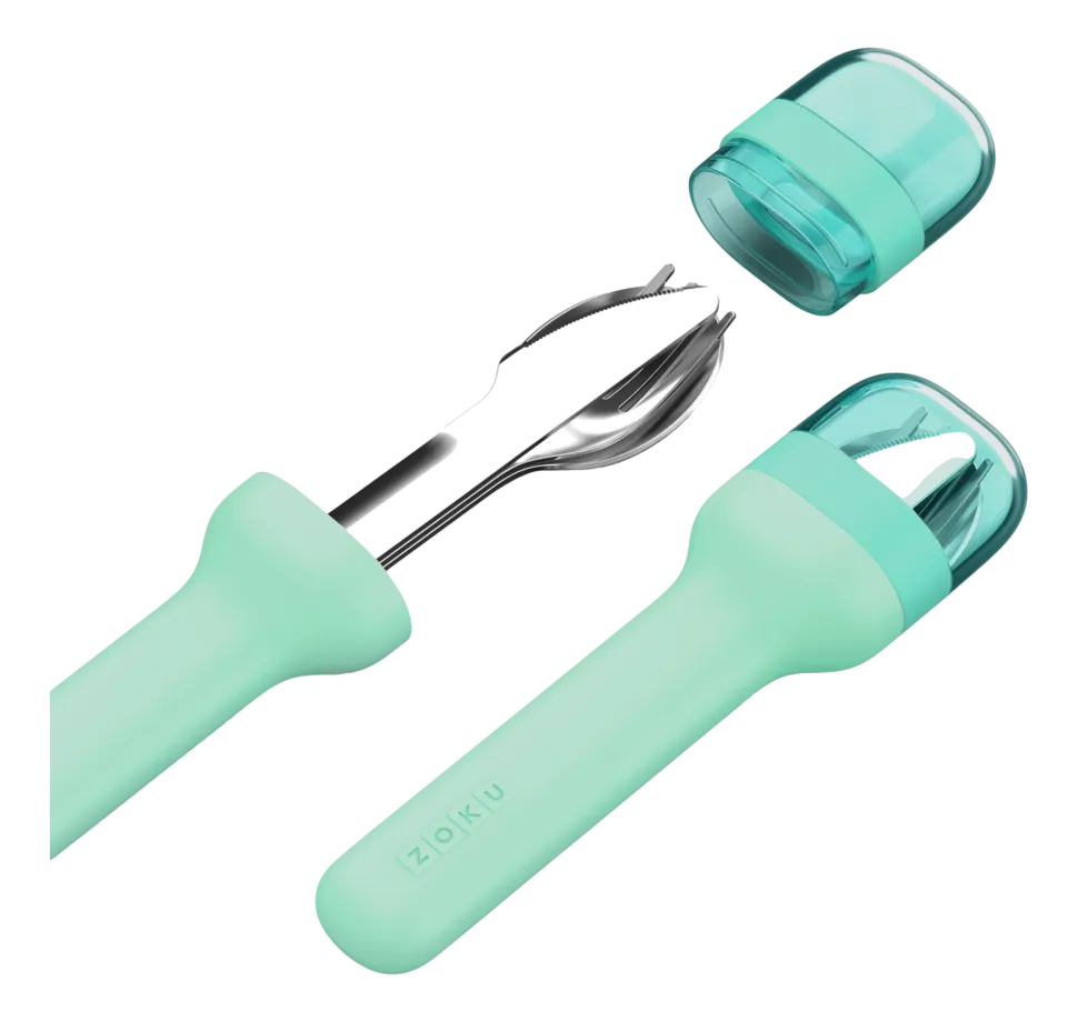 Bestekset ZOKU in Houder Teal (3-delig)