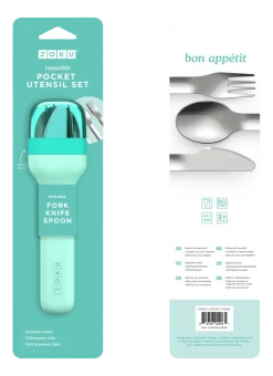 Bestekset ZOKU in Houder Teal (3-delig)