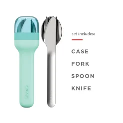 Bestekset ZOKU in Houder Teal (3-delig)
