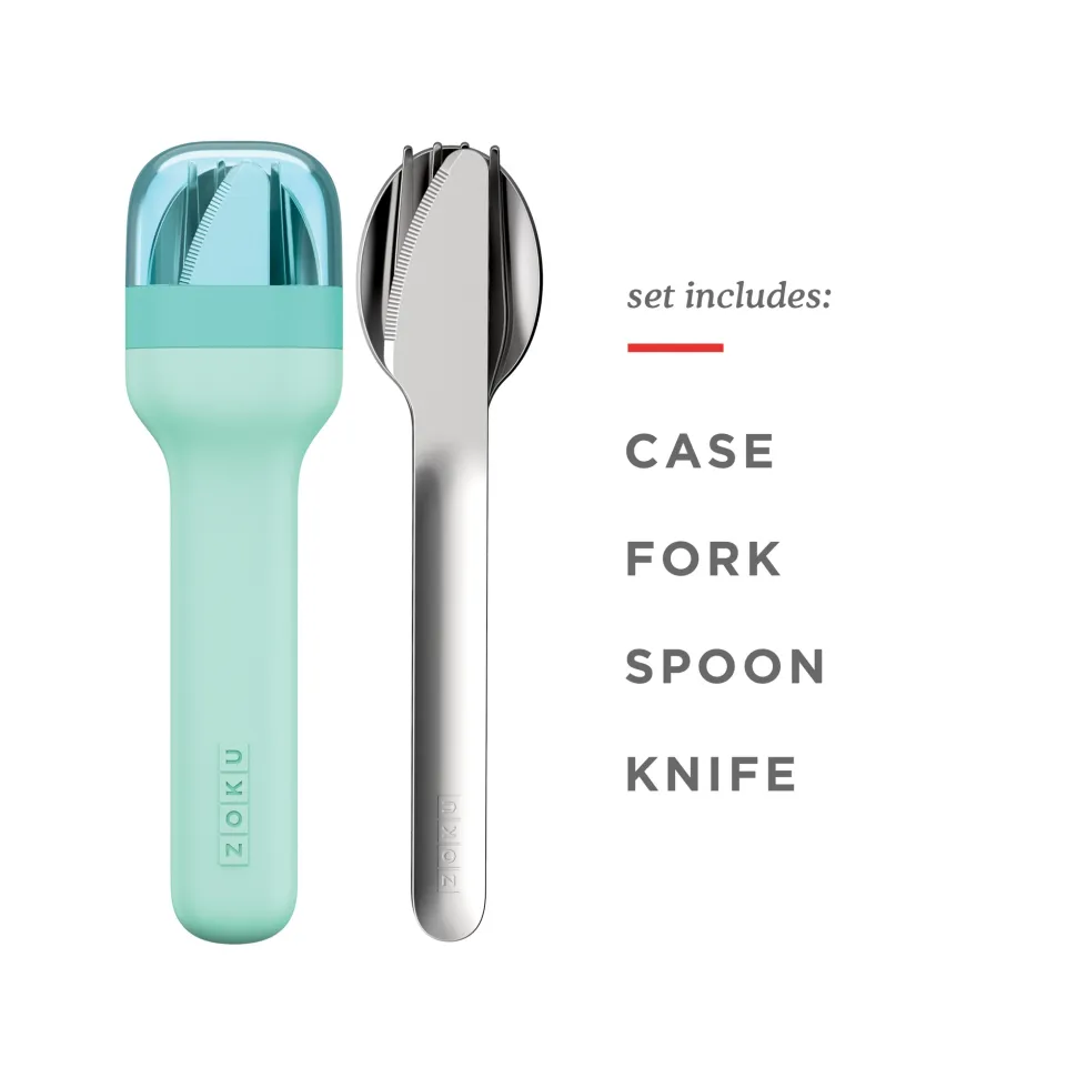 Bestekset ZOKU in Houder Teal (3-delig)