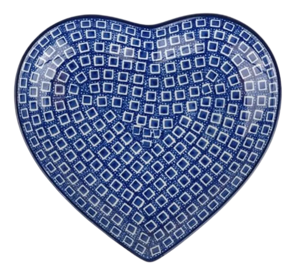 Bunzlau Castle Bord Blue Diamond Heart Medium 18,2 cm Clearance