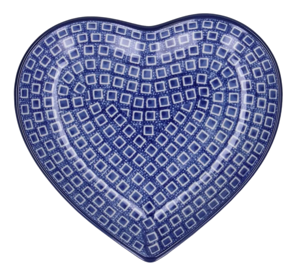 Bunzlau Castle Bord Blue Diamond Heart Medium 18,2 cm Clearance