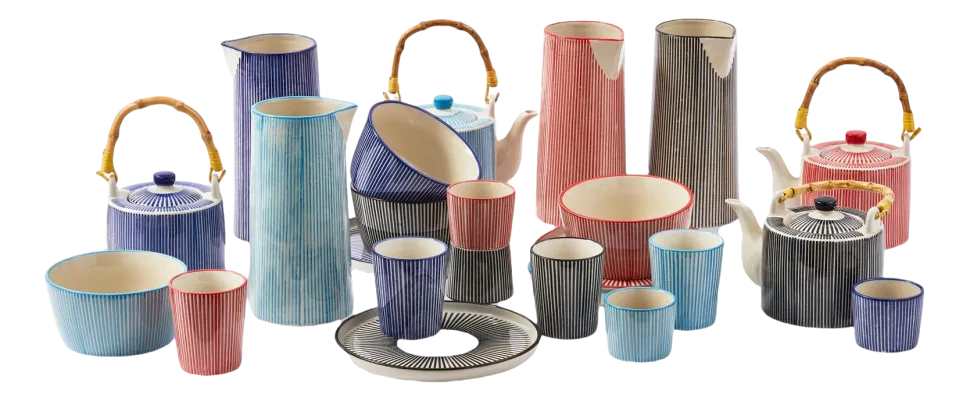 Bord POLSPOTTEN Marine Striped Multi (Set van 4)