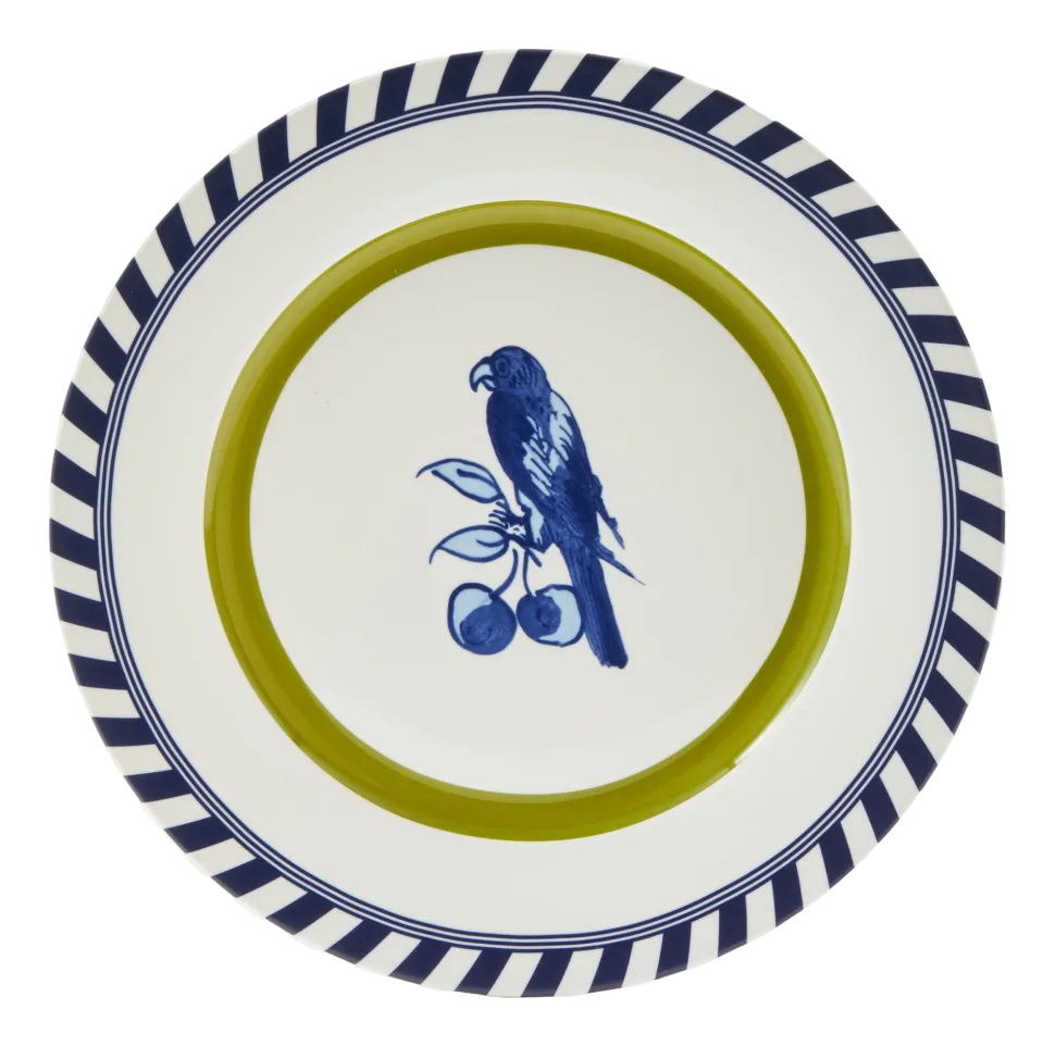 Bord Polspotten x Rijksmuseum Bird Patterned Dark Green 27 cm (Set van 2)