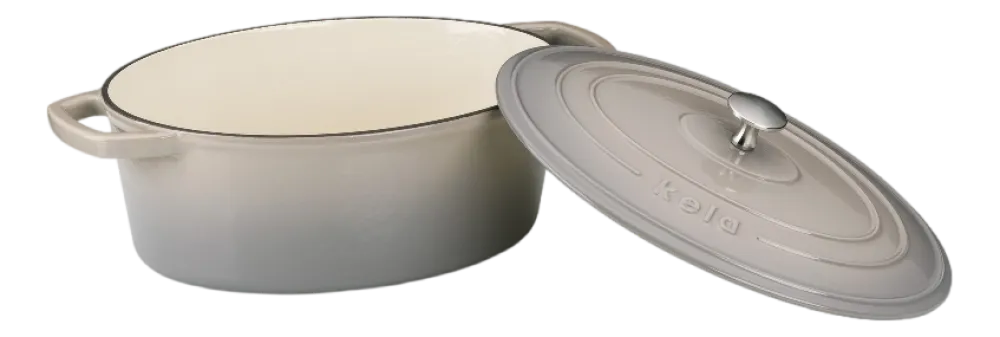 Kela Braadpan Calido Met Deksel Ovaal Licht Grijs 29 x 23 cm New