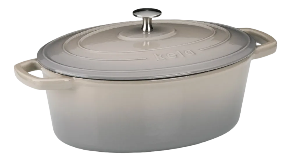 Kela Braadpan Calido Met Deksel Ovaal Licht Grijs 29 x 23 cm New