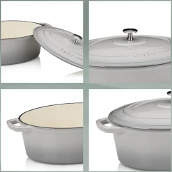 Kela Braadpan Calido Met Deksel Ovaal Licht Grijs 29 x 23 cm New