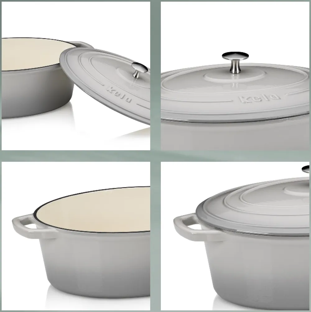 Kela Braadpan Calido Met Deksel Ovaal Licht Grijs 29 x 23 cm New