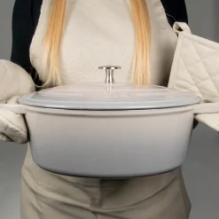 Kela Braadpan Calido Met Deksel Ovaal Licht Grijs 29 x 23 cm New