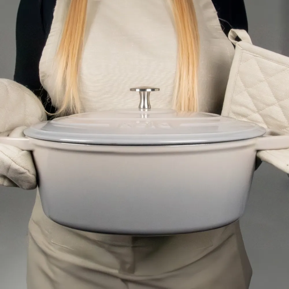 Kela Braadpan Calido Met Deksel Ovaal Licht Grijs 29 x 23 cm New