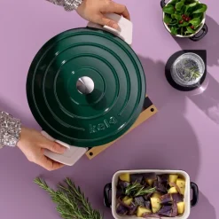 Kela Braadpan Calido Met Deksel Ovaal Emerald Green 33 x 26 cm Outlet