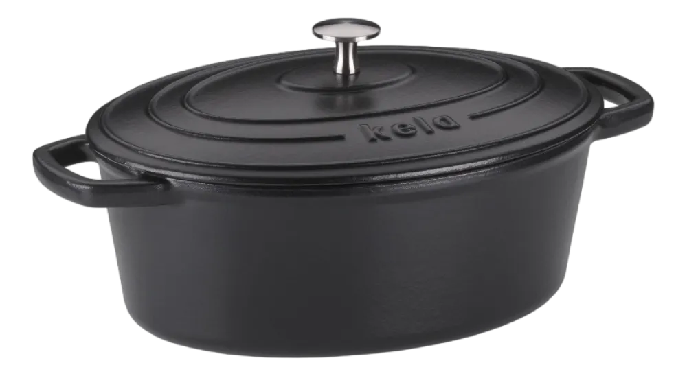 Kela Braadpan Calido Met Deksel Ovaal Zwart 29 x 23 cm Best