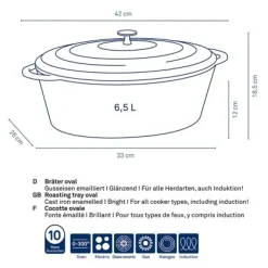 Kela Braadpan Calido met Deksel Ovaal Grijs 6L Best