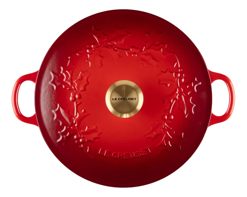 Braadpan Le Creuset Marmite Winter Holly Collection Kersenrood 26 cm