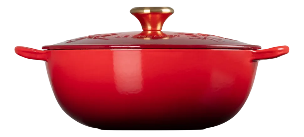 Braadpan Le Creuset Marmite Winter Holly Collection Kersenrood 26 cm
