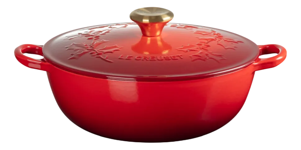 Braadpan Le Creuset Marmite Winter Holly Collection Kersenrood 26 cm