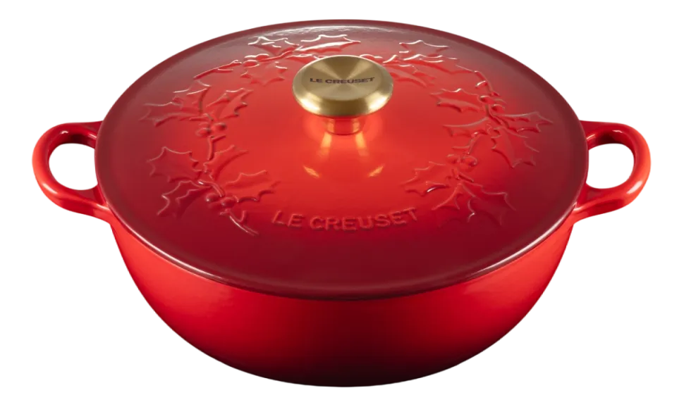 Braadpan Le Creuset Marmite Winter Holly Collection Kersenrood 26 cm