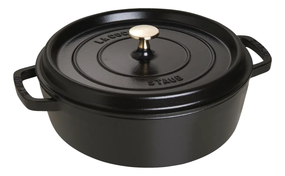 Braadpan Staub Cocotte Laag Rond Zwart 28 cm