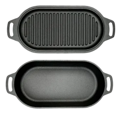 Braadpan Valhal Outdoor Gietijzer met Grill Deksel Ovaal 2 L