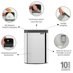 Brabantia Bo Afvalemmer 4 L - Brilliant Steel