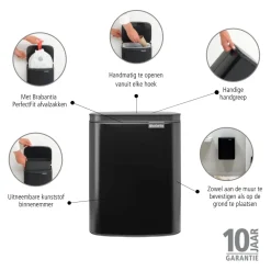 Brabantia Bo Afvalemmer - Matt Black Clearance