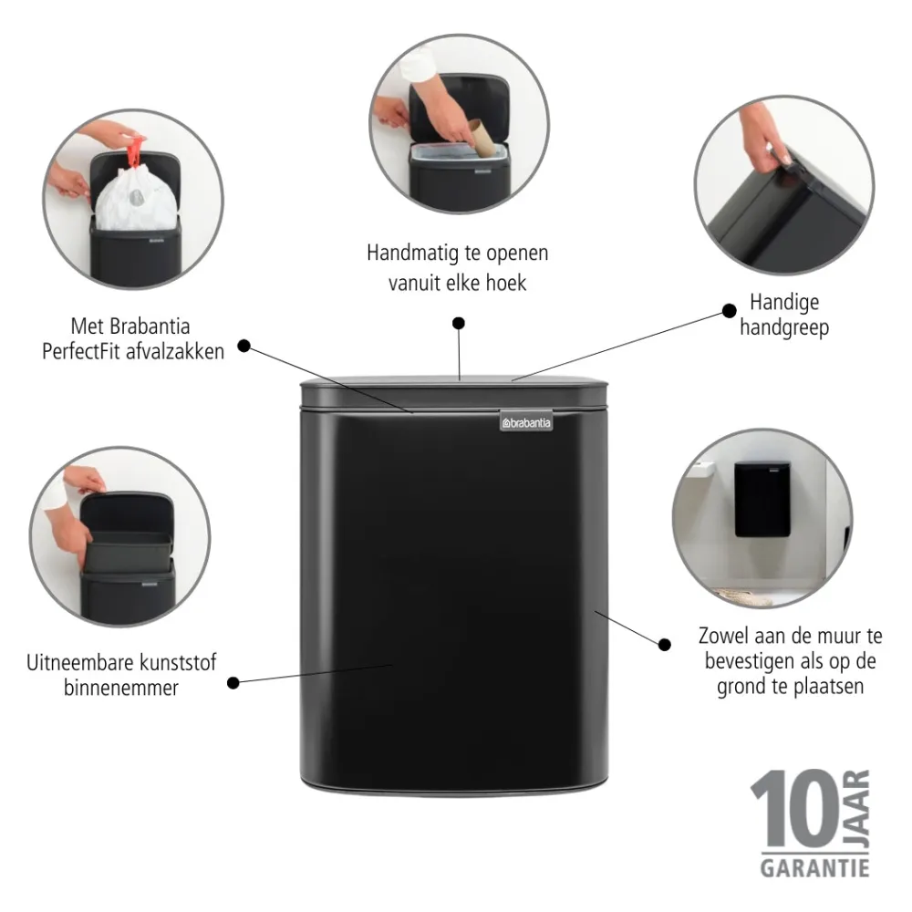 Brabantia Bo Afvalemmer - Matt Black Clearance