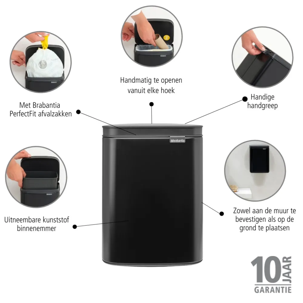 Brabantia Bo Afvalemmer - Matt Black