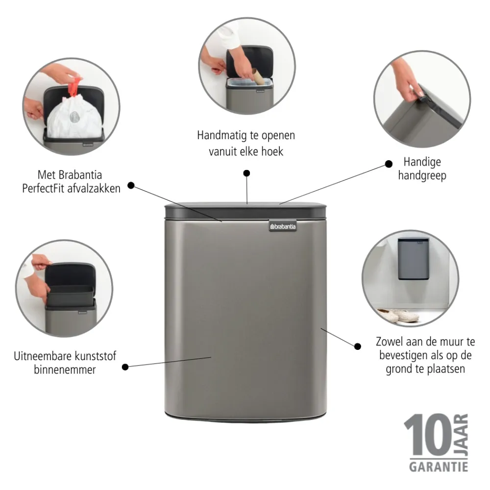 Brabantia Bo Afvalemmer 7 L - Platinum Hot