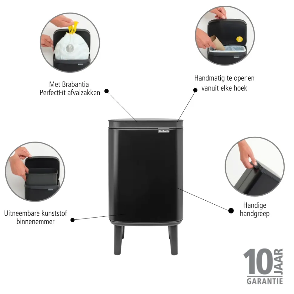 Brabantia Bo Hi Afvalemmer 4 L - Matt Black