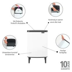 Brabantia Bo Hi Afvalemmer 12 L - White