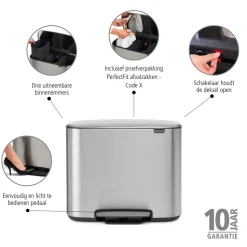 Brabantia Bo Pedaalemmer 33 Liter (3x11 Liter) - 232012