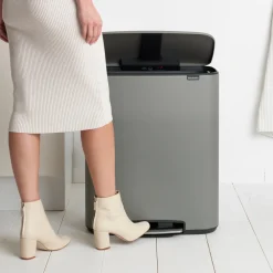 Brabantia Bo Pedaalemmer 60 Liter - Mineral Concrete Grey New