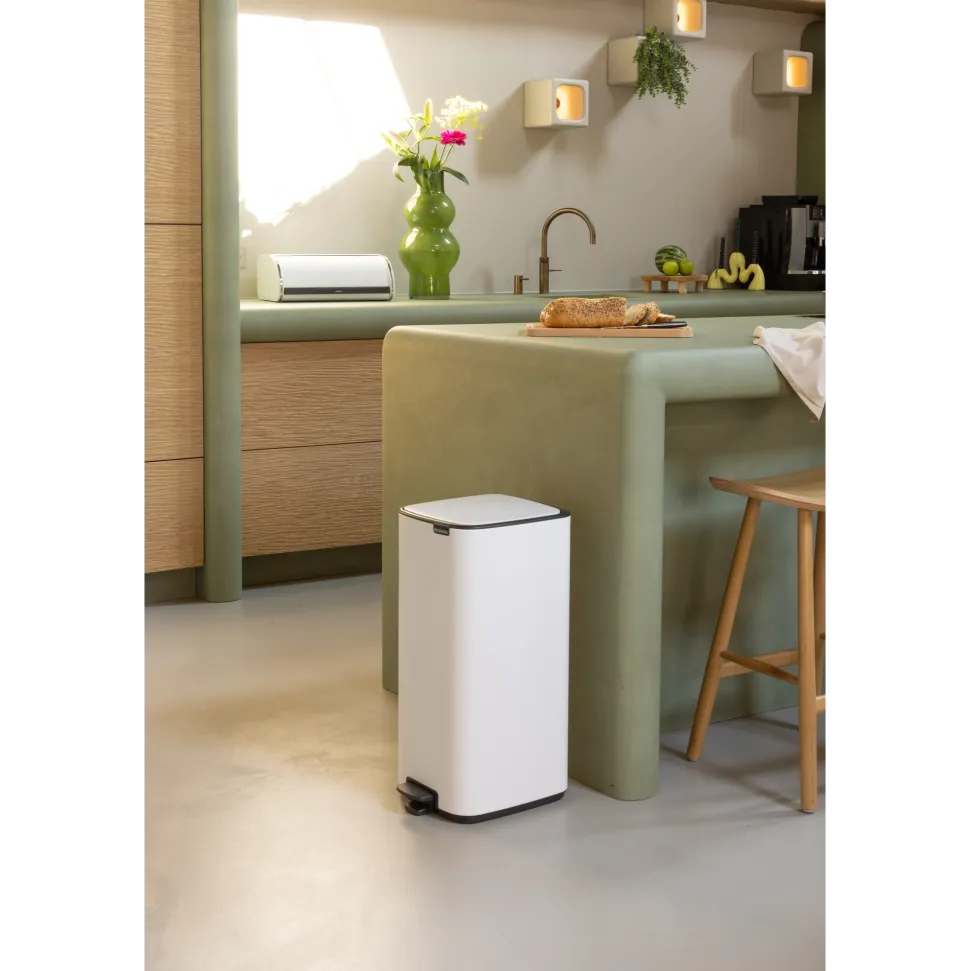 Brabantia Bo Pedaalemmer 30L, kunststof binnenemmer - White