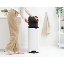 Brabantia Bo Pedaalemmer 30L, kunststof binnenemmer - White