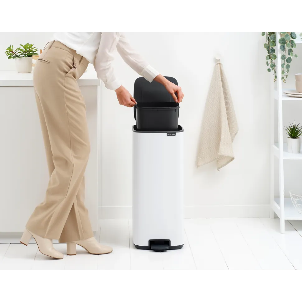 Brabantia Bo Pedaalemmer 30L, kunststof binnenemmer - White