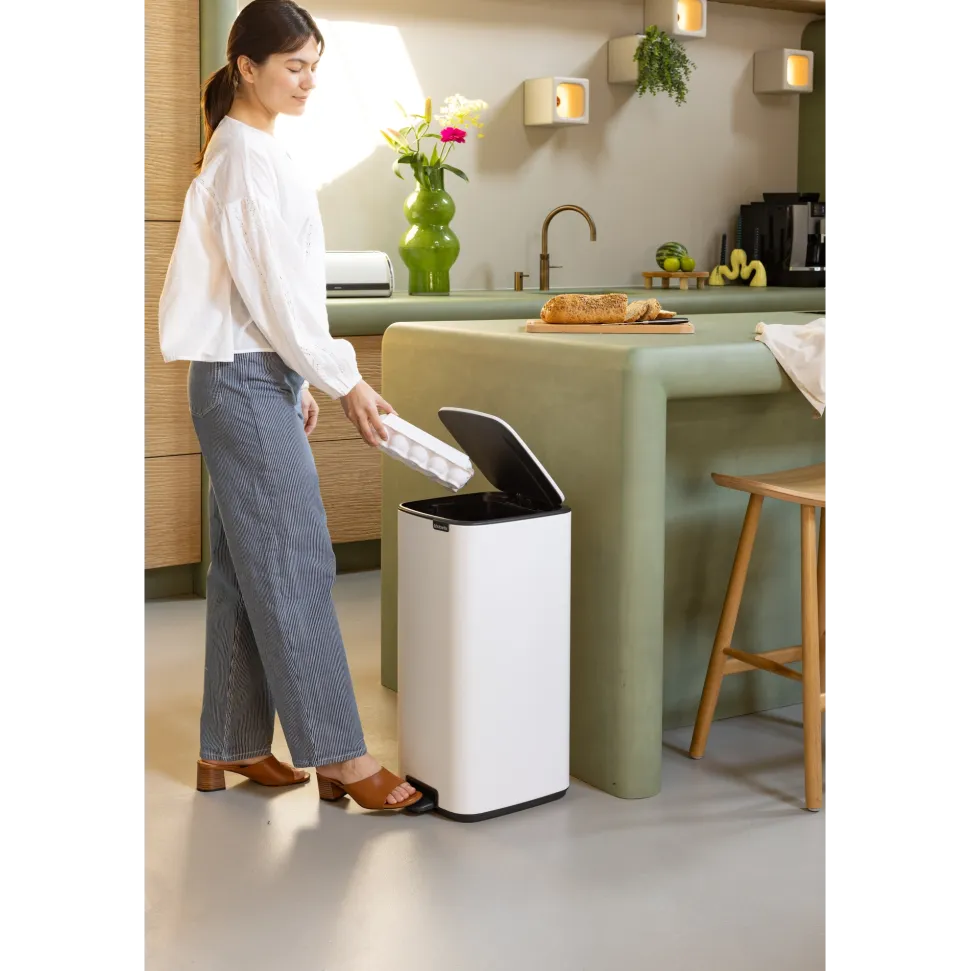 Brabantia Bo Pedaalemmer 30L, kunststof binnenemmer - White
