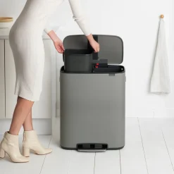 Brabantia Bo Pedaalemmer 2 x 30 L - Mineral Concrete Grey