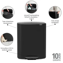 Brabantia Bo Pedaalemmer 2 x 30 L - Zwart
