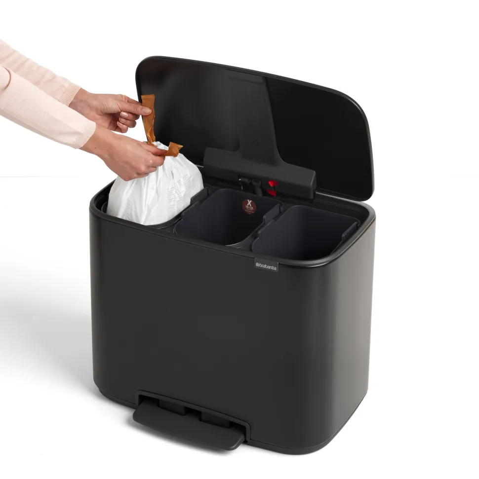 Brabantia Bo Pedaalemmer 3 x 11 L - Zwart
