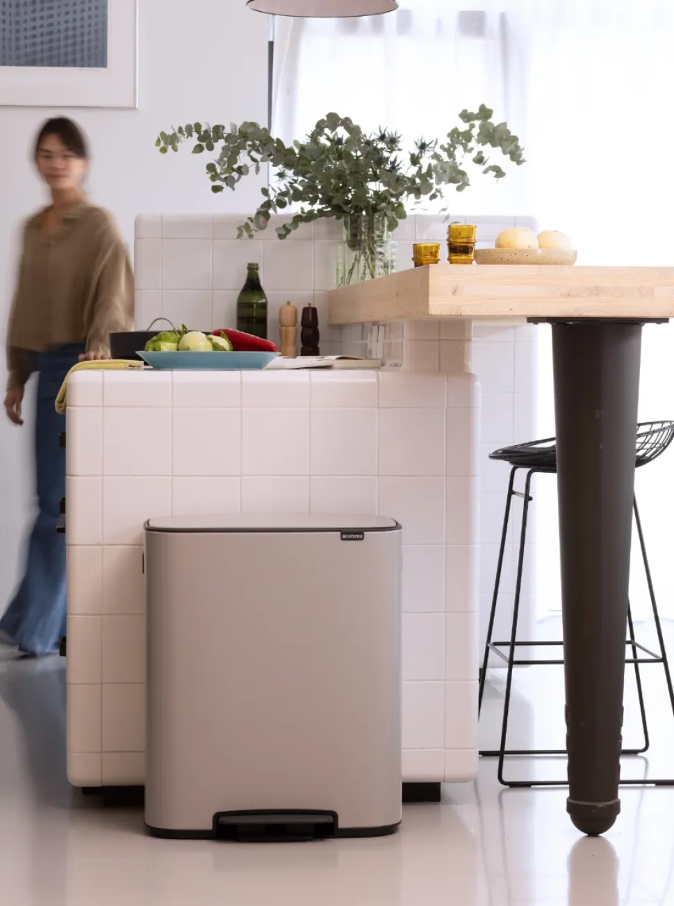 Brabantia Bo Prullenbak Soft Grey 60 liter