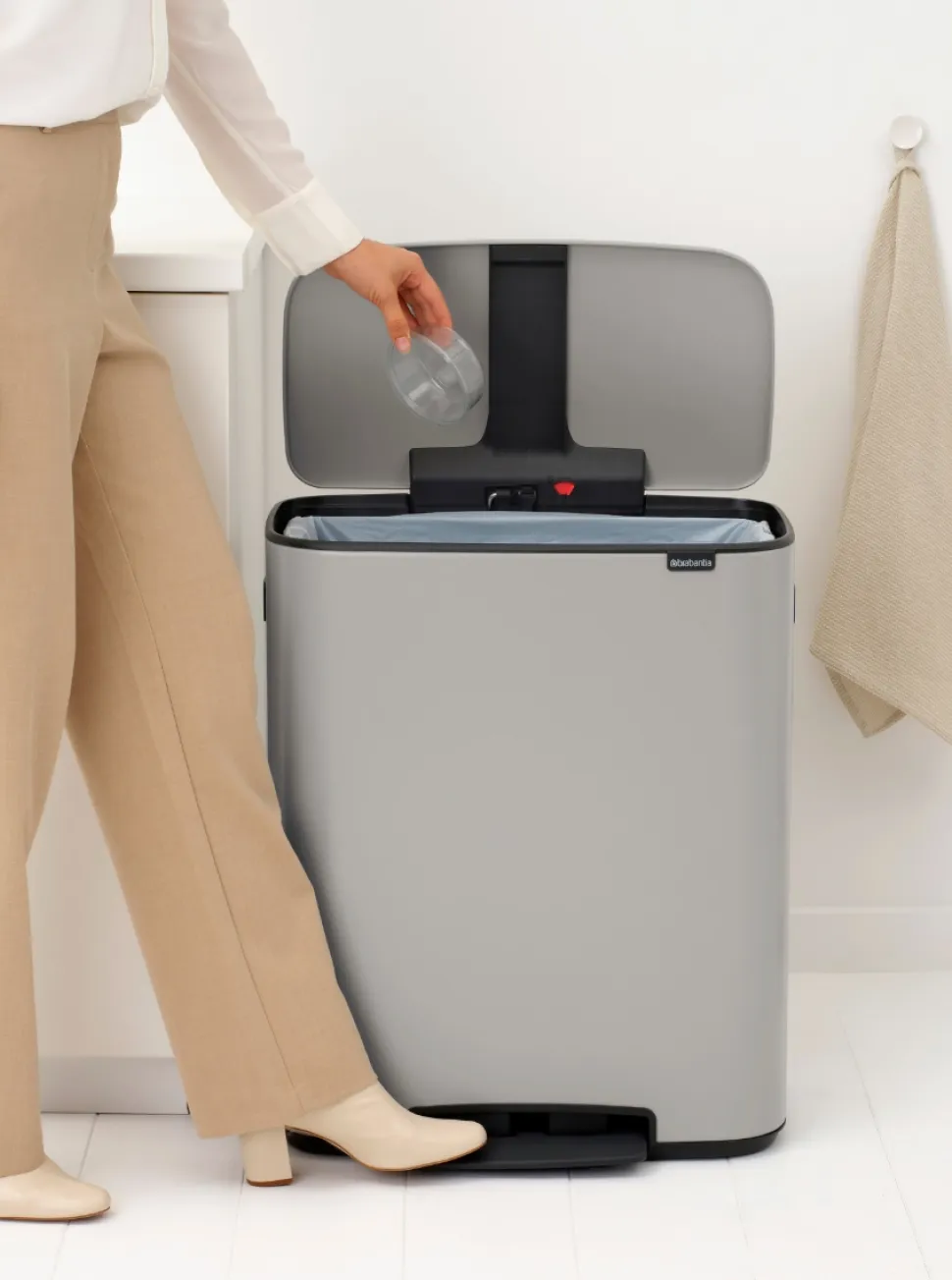 Brabantia Bo Prullenbak Soft Grey 60 liter